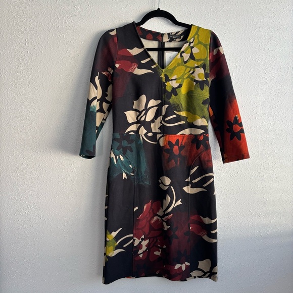 ETRO Wool Blend Multicolor V-Neck Cropped Sleeve Dress - Picture 1 of 5